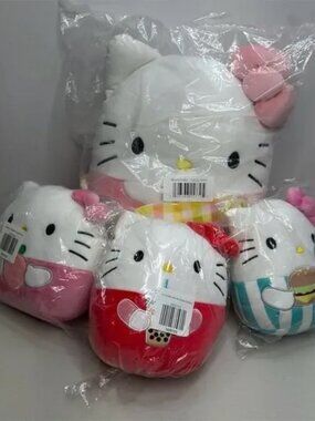 New Hello Kitty Squishmallows Plush Toy Set 4 Characters 6-14" Multicolor